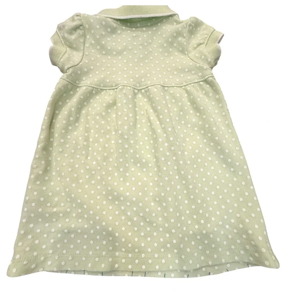 Carter's Girl Dress Green Polka‎ Dot Embroidered Flowers Butterflies - 9 mos